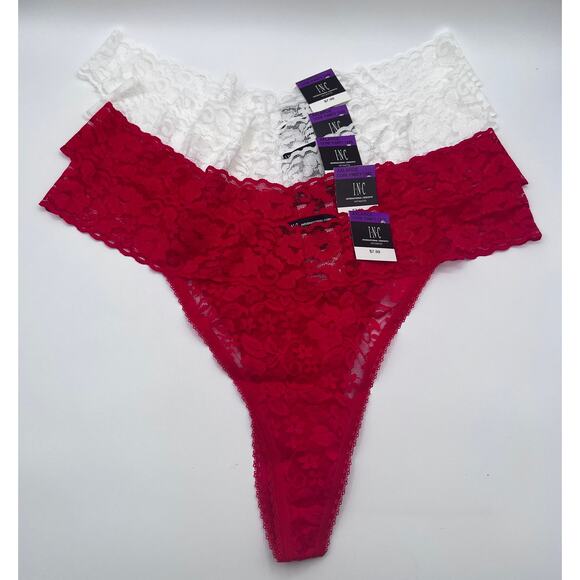 INC International Concepts Lace Trim Thong Panties Multicolor 5 Pack XXL 2XL New - Picture 2 of 5
